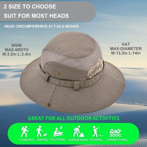 Sun Hat Men Cotton Embroidery Wide Brim Bucket Safari Boonie in Kuwait