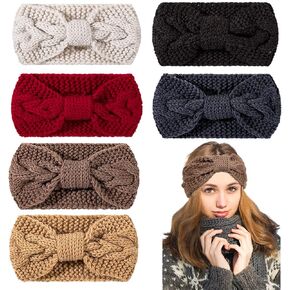 Whaline 6 Pieces Knit Headbands Winter Ear Warmers, Elastic Turban Head Wraps with Crocheted Bow Knot, Hair Band Accessories, Hair Scrunchies Scarves for Women Girls (Autumn&Winter Colors) in Saudi Arabia