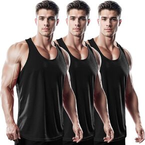 DRSKIN Men's 4, 3 or 1 Pack Tank Tops Sleeveless Shirts Y-Back Muscle Mesh Gym Training Athletic Workout Dry Fit in Saudi Arabia