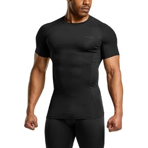 TSLA 1 or 3 Pack Men's UPF 50+ Quick Dry Short Sleeve Compression Shirts, Athletic Workout Shirt, Water Sports Rash Guard