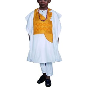 HD Kids African Clothing Embroidery Dashiki Outfit 3 Pieces Agbada Robe for Boy in Saudi Arabia
