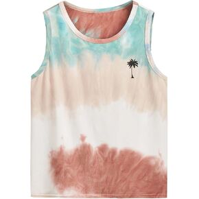 Cozyease Boys' Graphic Tie Dye Tank Top Tropical Crew Neck Sleeveless Shirt Casual Vest in Saudi Arabia