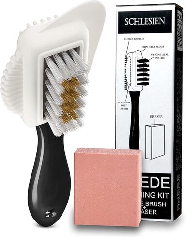مجموعة تنظيف الاحذية من الجلد السويدي مع ممحاة. فرشاة مصنوعة من جلد الشمواه والنوباك رباعية الاتجاهات لمنتجات جلد الشمواه بشعيرات من النحاس والنايلون. مجموعة فرش بشعيرات لتنظيف الاحذية للعناية in Kuwait