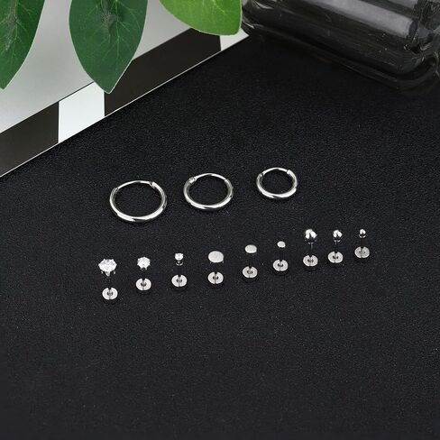 FASACCO أقراط صغيرة صغيرة مرصعة بالذهب 18K طقم أقراط من الفولاذ المقاوم للصدأ لأقراط ثقب الغضروف المتعددة in Kuwait