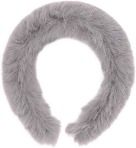 عصابة شعر Surell Faux Rex - إكسسوار أزياء رقيق - أغطية رأس فاخرة ناعمة - عصابة رأس غامضة من فرو الأرنب المزيف (رمادي فاتح) in Kuwait