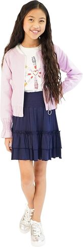 KIDPIK قطعتان من التنانير ذات الطبقات - تنورة بطول الركبة للفتيات من عمر 4 سنوات فما فوق - ملابس محتشمة مريحة - لونين/مجموعة in Kuwait