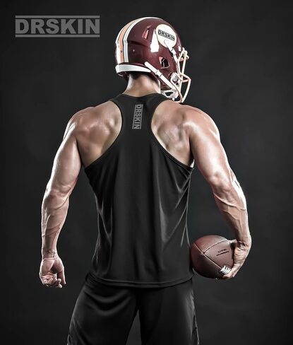 DRSKIN Men's 4, 3 or 1 Pack Tank Tops Sleeveless Shirts Y-Back Muscle Mesh Gym Training Athletic Workout Dry Fit in Kuwait