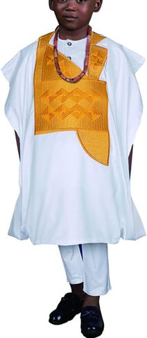 HD Kids African Clothing Embroidery Dashiki Outfit 3 Pieces Agbada Robe for Boy in Kuwait