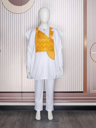 HD Kids African Clothing Embroidery Dashiki Outfit 3 Pieces Agbada Robe for Boy in Kuwait