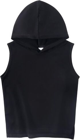 Spring&Gege Boys Hooded Tank Top Solid Basic Sleeveless Pullover Hoodie Uniform Workout Comfy T-Shirt (5-14 Years) in Kuwait