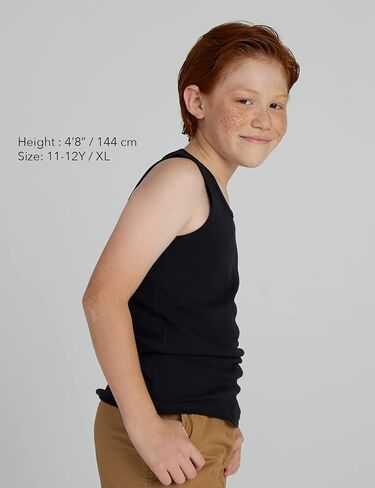 4 قطع من قمصان LAPASA للأطفال، 100% قطن، قميص داخلي للأولاد، قميص على شكل حرف A، قمصان بيضاء بدون أكمام للأطفال البنات للجنسين B11 in Kuwait