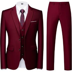 Mens 3 Piece Tuxedo Suits Slim Fit Casual Suit Blazer Two Button Wedding Prom Jackets Vest&Trousers in Saudi Arabia