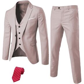 EastSide Men's Slim Fit 3 Pieces Suit, One Button Blazer Set, Jacket Vest & Pants