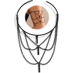Bethynas Boho الجزء العلوي من شرابة الذراع الكفة الشرير الطبقات بار ستار قلادة الذراع سوار الروماني المفتوح شارة الصيف الشاطئ حزب الذراع مجوهرات للنساء والفتيات in Kuwait