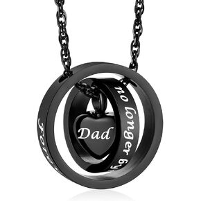 XIUDA Urn Necklace for Ashes No Longer by My Side, Forever in My Heart Carved Locket Cremated Ashes Necklace in Saudi Arabia