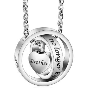 XIUDA Urn Necklace for Ashes No Longer by My Side, Forever in My Heart Carved Locket Cremated Ashes Necklace