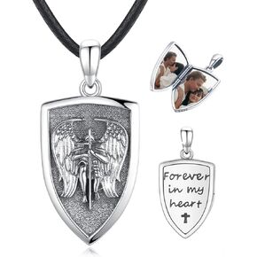 Eusense Locket Necklace that Hold Pictures 925 Sterling Silver Photo Locket for Women Men Gold