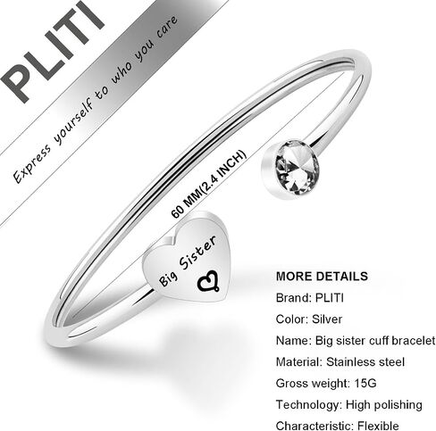PLITI Big Sis Little Sis gifts Sister Bracelets for 2 Friendship Bracelets in Saudi Arabia