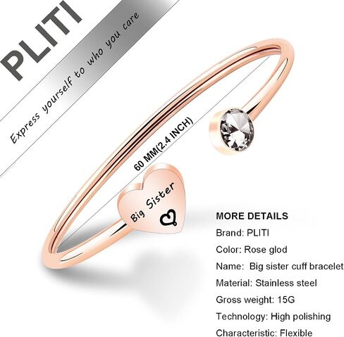 PLITI Big Sis Little Sis gifts Sister Bracelets for 2 Friendship Bracelets in Saudi Arabia