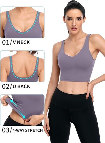 ATTRACO Workout Tops for Women Longline Sports Bras Medium Support Athletic Yoga Tank Top in Saudi Arabia