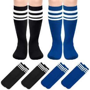 Olreco 4 Pack Kids Soccer Socks Toddler Soccer Socks Youth Soccer Socks Boys Girls Softball Socks Baseball Socks Cotton