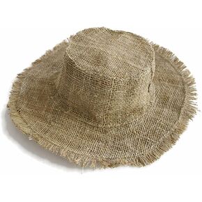 Hemp Sun Hat Wired Wide Brim Hippie hat with Frayed Edges, Straw Farmers hat
