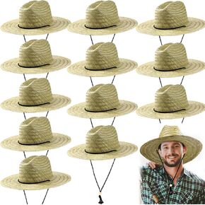 Funtery 12 Pack Straw Hat for Men Summer Large Brim Farmer Sun Hat in Saudi Arabia