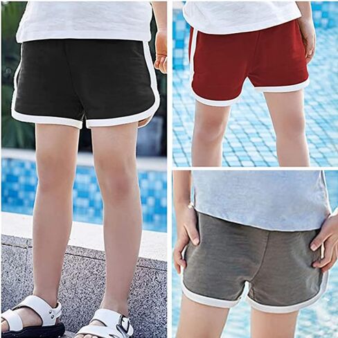 3 Pack Little Big Girls Running Athletic Cotton Shorts Toddler Kids Workout Dance Dolphin Short in Kuwait