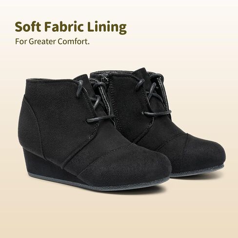 أحذية DREAM PAIRS للفتيات بكعب عريض منخفض وسحاب جانبي أحذية طويلة للكاحل للأطفال الصغار/الأطفال الصغار/الأطفال الكبار in Kuwait