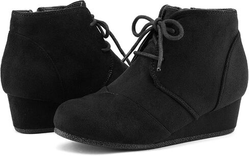 أحذية DREAM PAIRS للفتيات بكعب عريض منخفض وسحاب جانبي أحذية طويلة للكاحل للأطفال الصغار/الأطفال الصغار/الأطفال الكبار in Kuwait