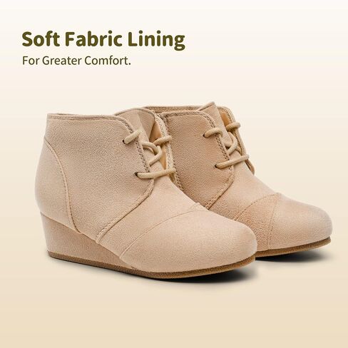 أحذية DREAM PAIRS للفتيات بكعب عريض منخفض وسحاب جانبي أحذية طويلة للكاحل للأطفال الصغار/الأطفال الصغار/الأطفال الكبار in Kuwait