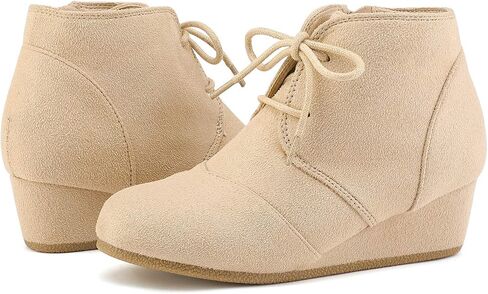 أحذية DREAM PAIRS للفتيات بكعب عريض منخفض وسحاب جانبي أحذية طويلة للكاحل للأطفال الصغار/الأطفال الصغار/الأطفال الكبار in Kuwait