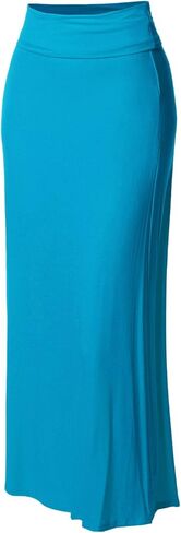Women's Stylish Fold Over Flare Long Maxi Skirt in Kuwait