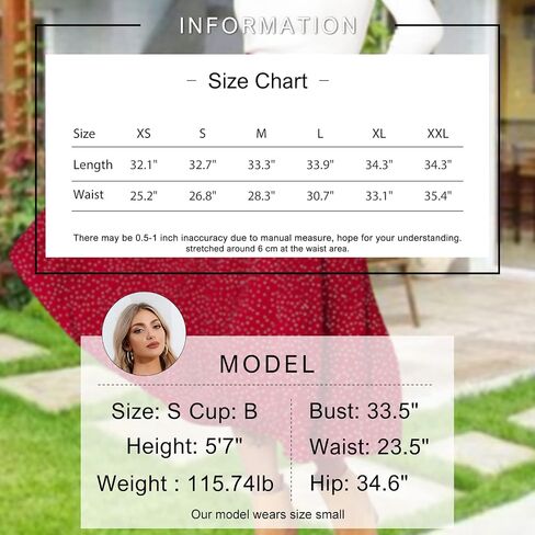 Exlura Womens High Waist Polka Dot Pleated Skirt Midi Swing Skirt with Pockets Red Small in Kuwait