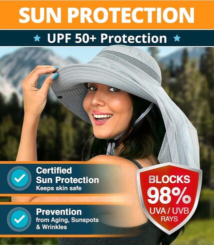 قبعة صيد GearTOP بعامل حماية من الأشعة فوق البنفسجية 50+ قبعة شمسية بحافة واسعة للرجال والنساء، قبعات دلو للرجال مع حماية من الأشعة فوق البنفسجية للمشي لمسافات طويلة على الشاطئ in Kuwait