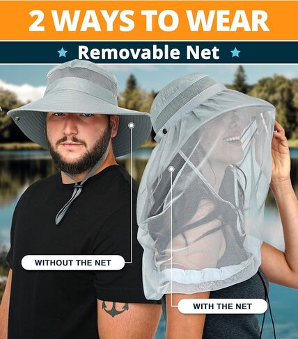 قبعة صيد GearTOP بعامل حماية من الأشعة فوق البنفسجية 50+ قبعة شمسية بحافة واسعة للرجال والنساء، قبعات دلو للرجال مع حماية من الأشعة فوق البنفسجية للمشي لمسافات طويلة على الشاطئ in Kuwait