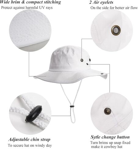 Sun-Hats-for-Men-with-UV-Protection-Wide-Brim Bucket Fishing Safari Boonie Hat for Summer (XL; 23 5/8-24) in Kuwait