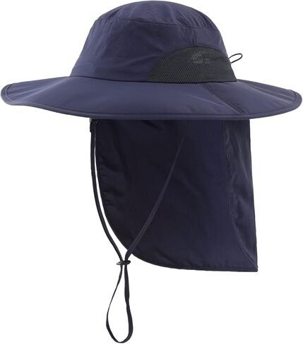 Home Prefer Outdoor Mens UPF50+ Sun Hat Wide Brim Fishing Hat with Neck Flap in Kuwait