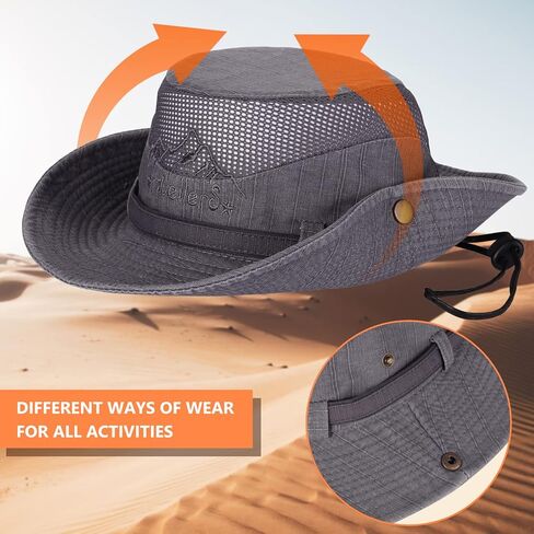 Obling Sun Hat, Fishing Hat UPF 50 Wide Brim Bucket Hat Safari Boonie Hat in Kuwait
