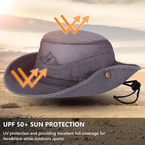 Obling Sun Hat, Fishing Hat UPF 50 Wide Brim Bucket Hat Safari Boonie Hat in Kuwait