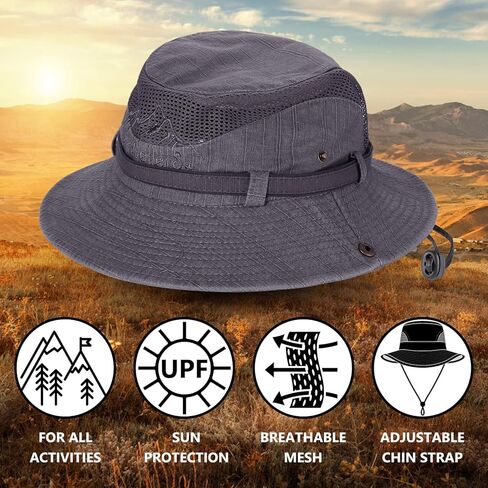 Obling Sun Hat, Fishing Hat UPF 50 Wide Brim Bucket Hat Safari Boonie Hat in Kuwait