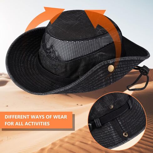 Obling Sun Hat for Men Women, Fishing Hat UPF 50 Wide Brim Bucket Hat Safari Boonie Hat in Kuwait