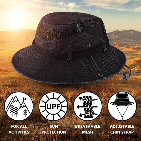 Obling Sun Hat for Men Women, Fishing Hat UPF 50 Wide Brim Bucket Hat Safari Boonie Hat in Kuwait