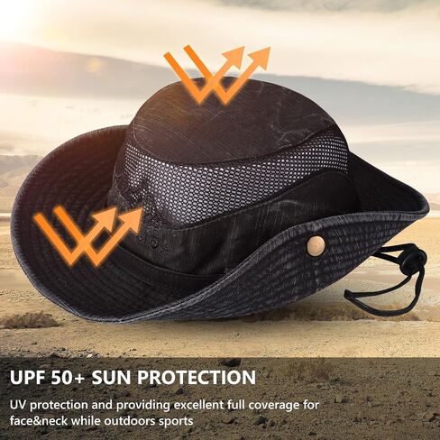 Obling Sun Hat for Men Women, Fishing Hat UPF 50 Wide Brim Bucket Hat Safari Boonie Hat in Kuwait