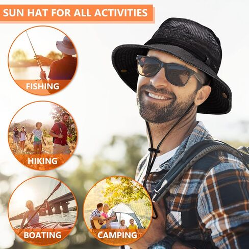 Obling Sun Hat for Men Women, Fishing Hat UPF 50 Wide Brim Bucket Hat Safari Boonie Hat in Kuwait