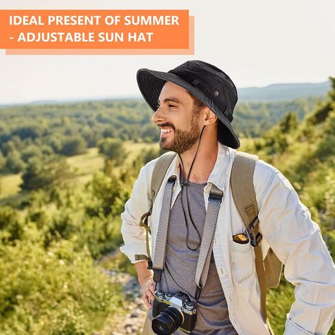 Obling Sun Hat for Men Women, Fishing Hat UPF 50 Wide Brim Bucket Hat Safari Boonie Hat in Kuwait