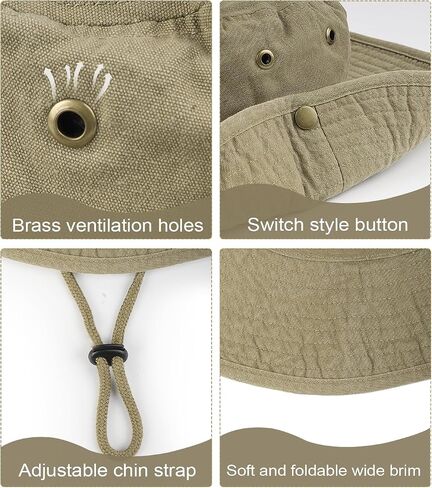 Zylioo XXL Boonie Hat for Big Heads, Wide Brim Sun Hat with Chin Strap in Kuwait