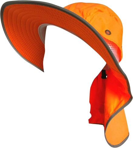 Men High Visibility Sun Hat with Neck Flap Wide Brim Boonie Hat Bucket Cap Packable Adjustable in Saudi Arabia