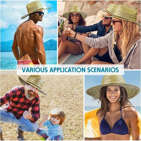 Funtery 12 Pack Straw Hat for Men Summer Large Brim Farmer Sun Hat in Kuwait