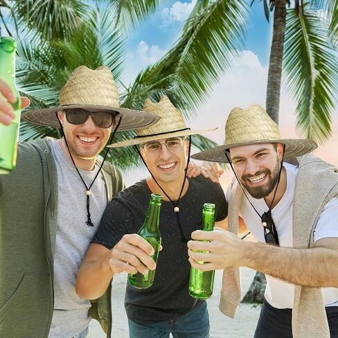 Funtery 12 Pack Straw Hat for Men Summer Large Brim Farmer Sun Hat in Kuwait